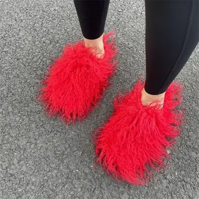 Image de Pantoufles en Fausse Fourrure Chaudes pour Femmes