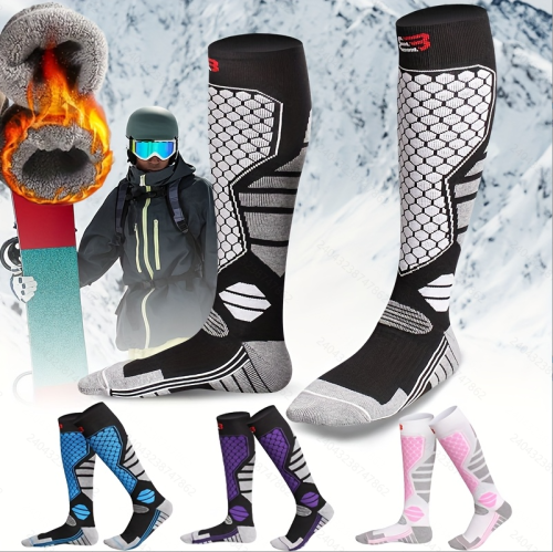 Bild von Winter Warme Ski Socken Anti-slip Verdickte Atmungsaktive Kompression Snowboard Socken Thermische Feuchtigkeit-wicking Knie Hohe Socken
