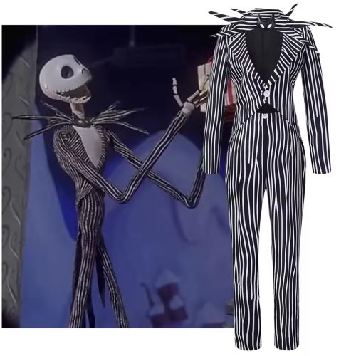 Immagine di Costume da Jack Skellington per Adulti - Abbigliamento Completo per Cosplay e Halloween ispirato a 'Il Peso della Notte' (The Nightmare Before Christmas)