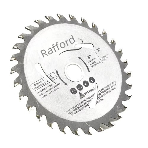 Afbeelding van Rafford 5 "125 mm cirkelzaagblad houtdoorslijpschijf 30 tanden 20 mm boring hardmetalen doorslijpschijf houtbewerking zaagblad wielschijven