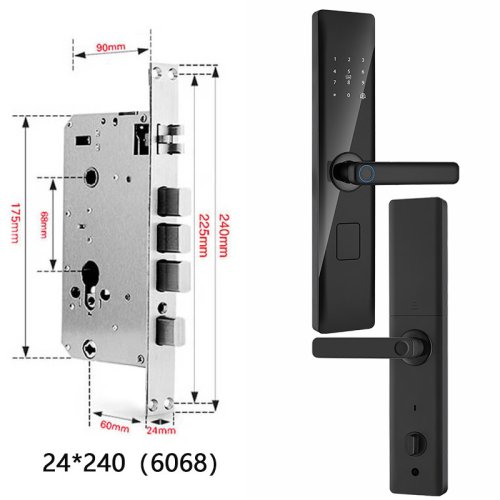 Immagine di Serratura Intelligente Tuya Wireless con Autenticazione Biometrica, Codice Segreto, Carta IC e Ricarica USB di Emergenza - Maniglia Regolabile per Accesso Sicuro e Pratico