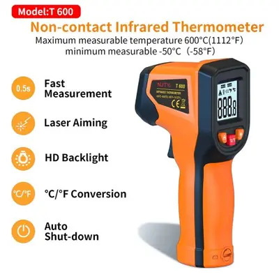 Image de Thermomètre Infrarouge Portable T600 - Mesure Sans Contact jusqu'à 600°C