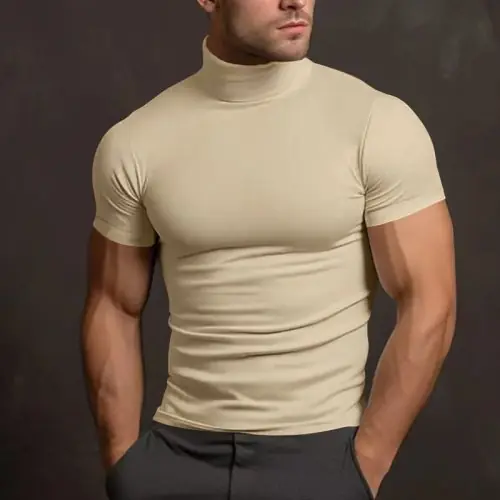 Image de T-Shirt Homme Sport Séchage Rapide - Col Haut Moulant