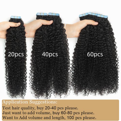 Imagen de Extensiones Afro Rizadas Negras - Cinta Adhesiva para Mujeres