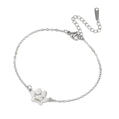 Image de Bracelet Patte de Chien Personnalisé - Bijou Hip Hop en Acier Inoxydable