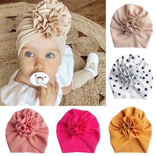Imagen de Gorro turbante con flores para bebé, gorro suave para niña, gorro para recién nacido, diadema para niño pequeño