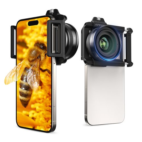 Afbeelding van Apexel Nieuwe 10-20x Zoom Macro Lens - Hoge Kwaliteit HD Microlenzen voor Ondersteuning van Oogmacrofotografie, Geschikt voor iPhone, Samsung en Alle Smartphones