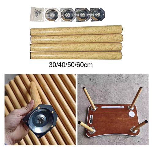 Immagine di Gambe in Legno Robuste per Mobili - Set da 4 Pezzi