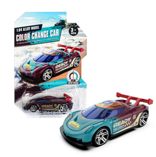 Imagen de Coche de Juguete de Aleación con Cambio de Color por Temperatura, Escala 1:64, Coche de Carreras Inercial para Niños, Regalo Ideal para Amantes de los Autos
