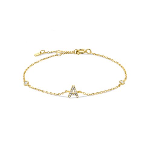 Immagine di VEWANT Bracciale a catena con ciondolo iniziale con monogramma in argento sterling 925 con lettera AZ, gioielli da sposa di lusso in cristallo