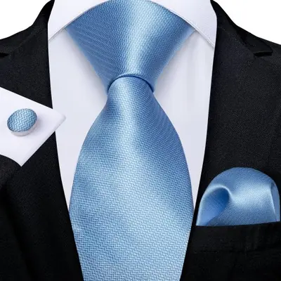 Image de Ensemble Cravate Bleue Soie Paisley - Élégance Homme