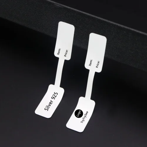 Immagine di 100 pezzi con testa quadrata, anello per braccialetto, logo, etichetta, cartellino del prezzo personalizzato per esposizione di gioielli, creazione di accessori per imballaggio, ricerca all'ingrosso