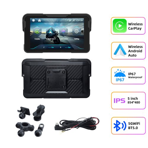 Immagine di Display Moto 5 Pollici con GPS e CarPlay Wireless