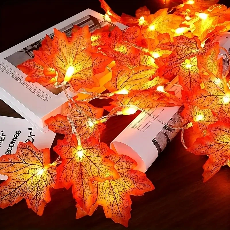 Afbeelding van 10-20 LED's Esdoornblad Lichtslingers USB & Batterij Aangedreven Kerstverlichting voor Thuis, Feest, Vakantie, Arrangement, Scène en Buitendecoratie