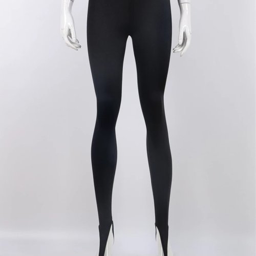 Immagine di Pantaloni Attillati da Donna Y2K in Nero, Vita Alta Lucida e Sexy, Moda Invernale 2025 per Look Casual e Club