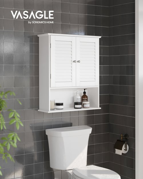 Image of VASAGLE Bathroom Wall Cabinet, Wall-Mounted Bathroom Storage Cabinet, Medicine Cupboard with Adjustable Shelf