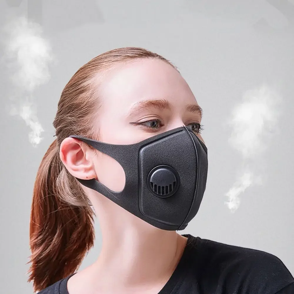 Bild von Schwarze Anti-Staub-Maske PM2.5 Atemfilterventil Gesicht Mundmasken Wiederverwendbare Mundabdeckung Anti-Beschlag-Haze-Atemschutzmaske Männer Frauen