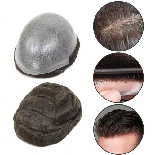 Image of Natural-Looking Ultra-Thin MicroSkin Toupee with Human Hair – Undetectable Capillary Prosthesis for Men