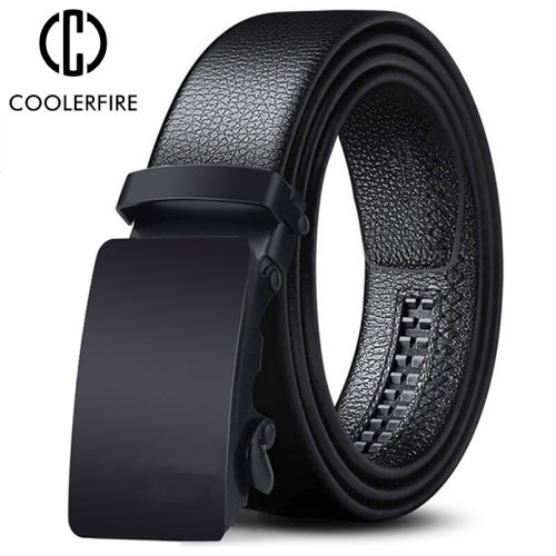Image of Premium Men's Leather Belt with Automatic Metal Buckle – Luxury Brand Design for Business, Work, and Casual Wear