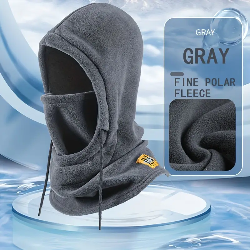 Immagine di Cappello invernale caldo con cappuccio Antivento in pile polare ispessito Sci Ciclismo Copri collo Maschera Uomo Donna Copricapo termico per sport all'aria aperta