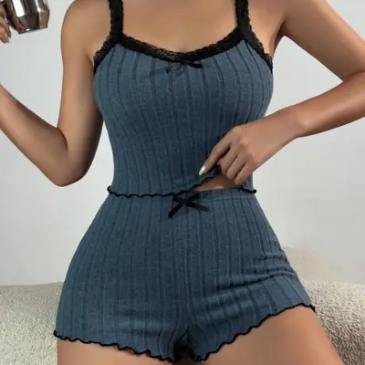 Image de Pyjama Dentelle & Côtelé - Doux & Mignon