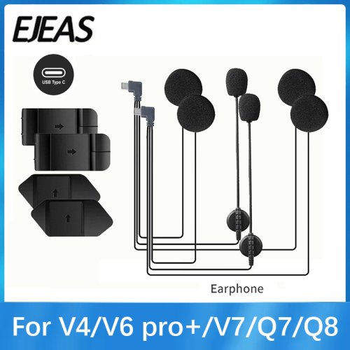 Afbeelding van Originele oortelefoon Voor EJEAS V4PLUS/V6 PRO + Type-C Plug Motorhelm Headset met Luidspreker Microfoon Optionele Clip & Base