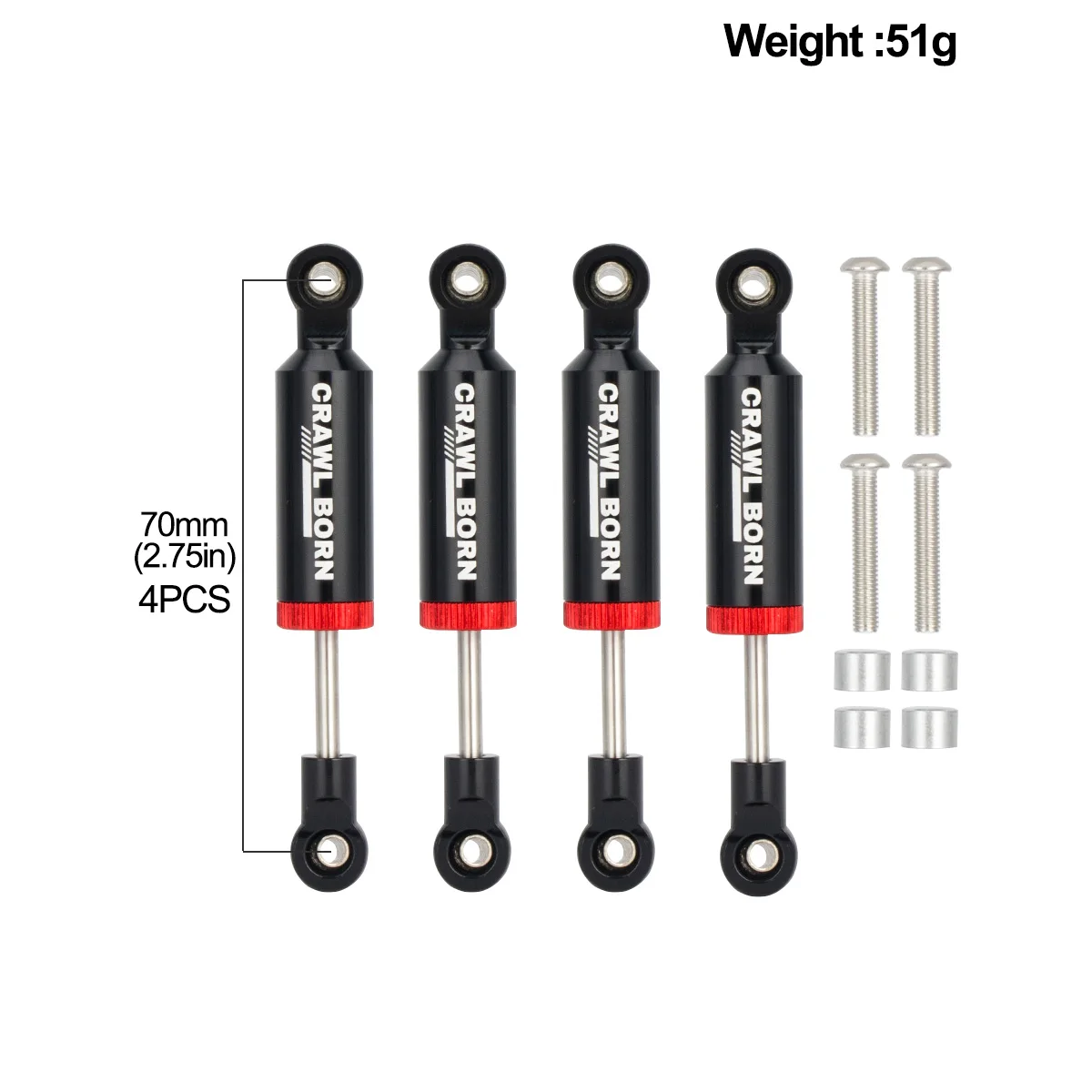 Imagen de Amortiguadores de Suspensión Metálicos 70-110mm para RC Crawler 1/10 - Compatible con Axial SCX10, TRX4, D90, Capra y Redcat 90046
