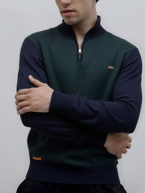 Bild von Herren Rollkragenpullover aus hochwertiger Baumwolle – gestreift, warm und casual für Herbst und Winter
