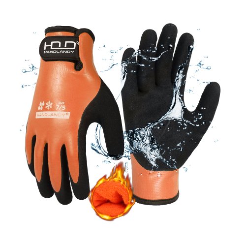 Imagen de Guantes de trabajo impermeables para clima frío con forro cálido y resistencia total al agua, ideales para trabajos al aire libre en invierno