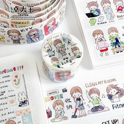Zdjęcie Taśma dekoracyjna Molinta Girls – kreatywna taśma maskująca z motywem wróżek, idealna do scrapbookingu, majsterkowania i ozdabiania kartek, 5 metrów