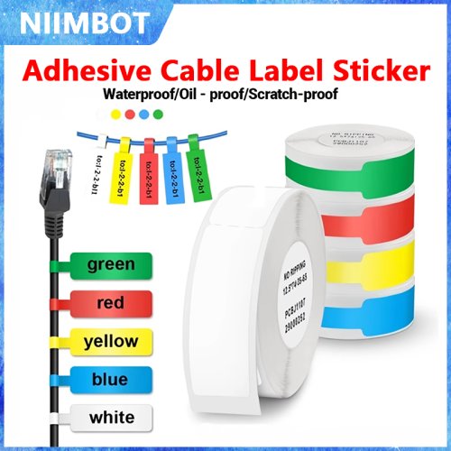Image of Waterproof Self-Adhesive Cable Labels for Niimbot D110, D101, D11 Thermal Printer – Color Paper Tags for Home and Office Use