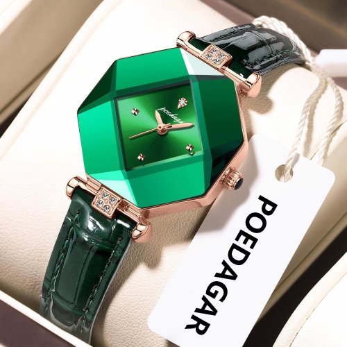 Bild von Poedagar Luxus-Damen-Armbanduhr aus echtem Leder – Elegante Quarzuhr mit Wasserdichter Funktion und Modernem Design für Frauen