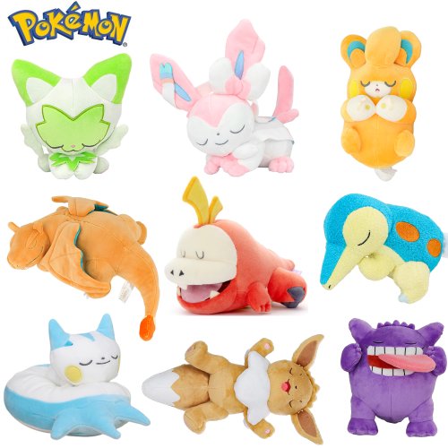 Image of Pokemon Gengar Fuecoco Sylveon Plush Toys Pamo Cyndaquil Altaria Sprigatito Sleeping Doll Anime Games Collection Gifts Birthday