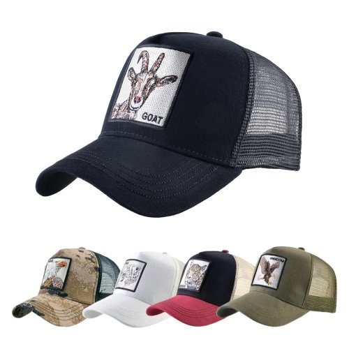 Imagen de Gorra de Camionero con Parche de Cabra Bordado, Gorra de Béisbol Snapback Ajustable para Hombres y Mujeres, Estilo Urbano para Todas las Estaciones