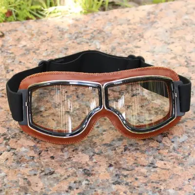 Image de Lunettes Vintage Moto en Cuir - Style Cruiser & Sécurité