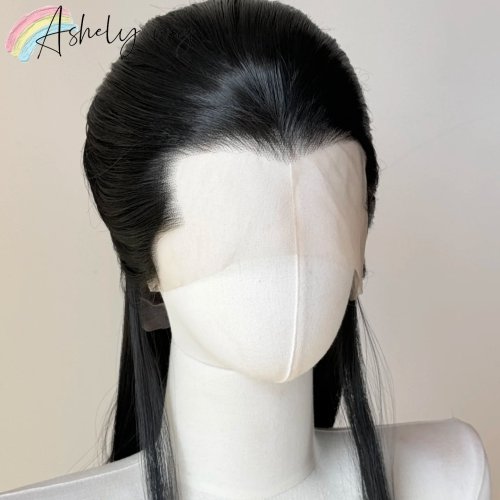 Afbeelding van Ashley Zwarte Kant Voorpruik 26 Inch - Lang Steil Synthetisch Haar met Hittebestendige Vezels voor Cosplay en Dagelijks Gebruik