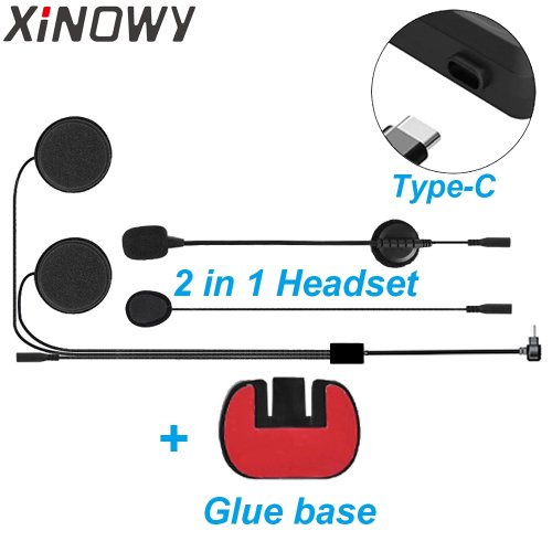 Bild von USB-C Adapter für Xinowy V6 Plus 2-in-1 Motorrad-Kopfhörer mit Montageclip und Klebebasis – Kompatibel mit Helm-Gegensprechanlage