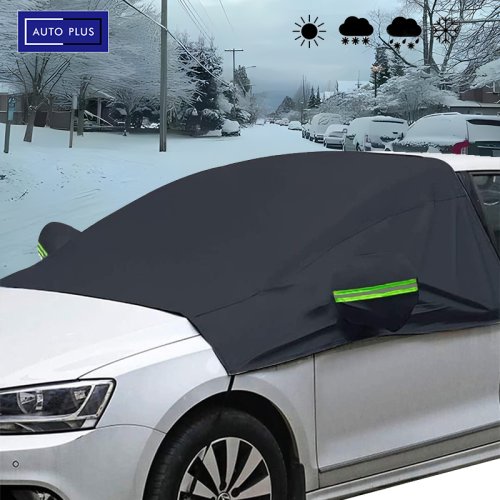 Imagen de Cubierta Universal de Tela Oxford para Parabrisas delantero de Coche con Raya Reflectante – Protección Anti-Nieve y Sol para Invierno