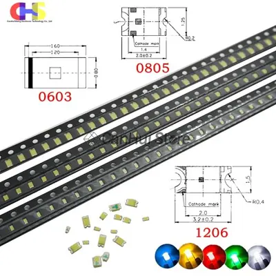Image de LED SMD 0402-1206 - 100 Pièces Multicolores