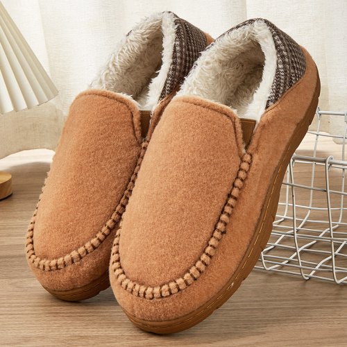 Imagen de Zapatillas de invierno para hombre Mark Line suela TPR cómodo fieltro cálido antideslizante suave cojín de espuma viscoelástica zapatos de casa