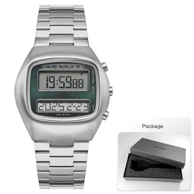 Image de Montre Numérique Rétro Homme - Double Affichage & Acier Inoxydable