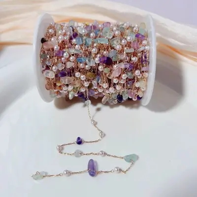 Image de Chaîne Cuivre Perles Irrégulières 1m - Bricolage Bijoux