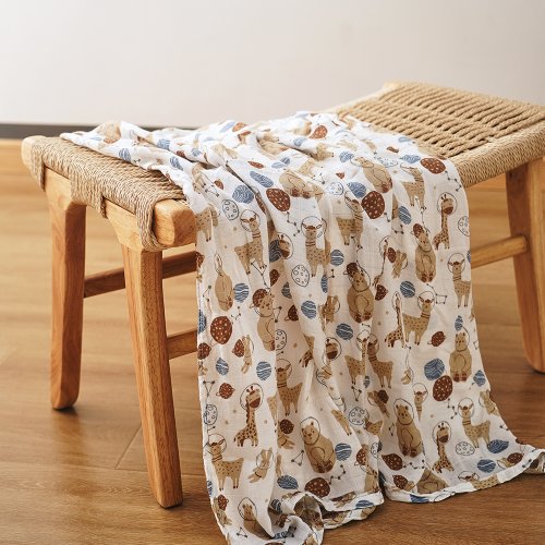 Zdjęcie Happyflute nowa promocja miękki muślin bambusowy bawełniany otulacz dla dziecka modne drukowane noworodek wielofunkcyjny kocyk do przewijania 120*110cm