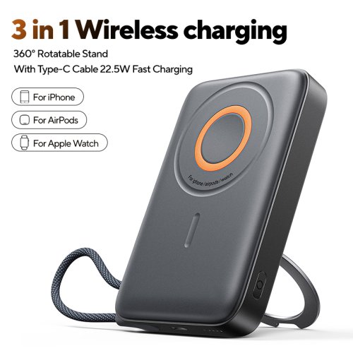 Afbeelding van 3-in-1 Magneet Powerbank 10000mAh – Snel & Draadloos Opladen