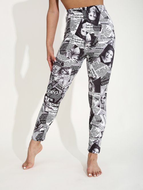 Afbeelding van Herfst Winter 1PACK Dames Krant Portret Patroon Sexy Strakke Legging Casual Sport Elegante Fitness Yoga Broek