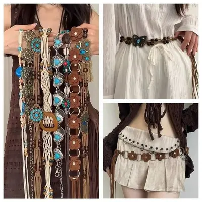 Image de Ceinture Bohème Pampilles Papillon - Style Vintage Été