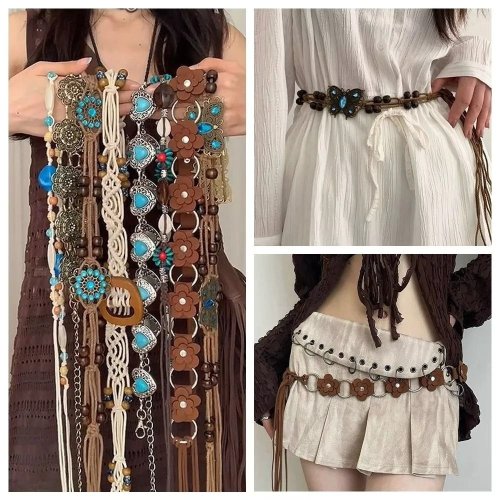 Image de Ceinture Bohème Pampilles Papillon - Style Vintage Été