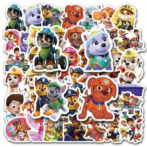 Immagine di 80 pezzi adesivi PAW Patrol cartoni animati decalcomanie in PVC giocattoli decorazione fai da te imp...