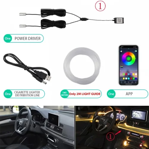 Immagine di Luci flessibili a filo EL con controllo app Atmosfera ambientale Strisce luminose Lampade decorative Striscia LED RGB al neon per interni auto 12V