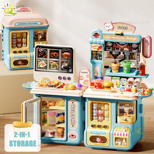 Imagen de Juego de Simulación de Tienda de Conveniencia con Máquina de Café y Caja Registradora - Juguetes Educativos para Niños y Niñas